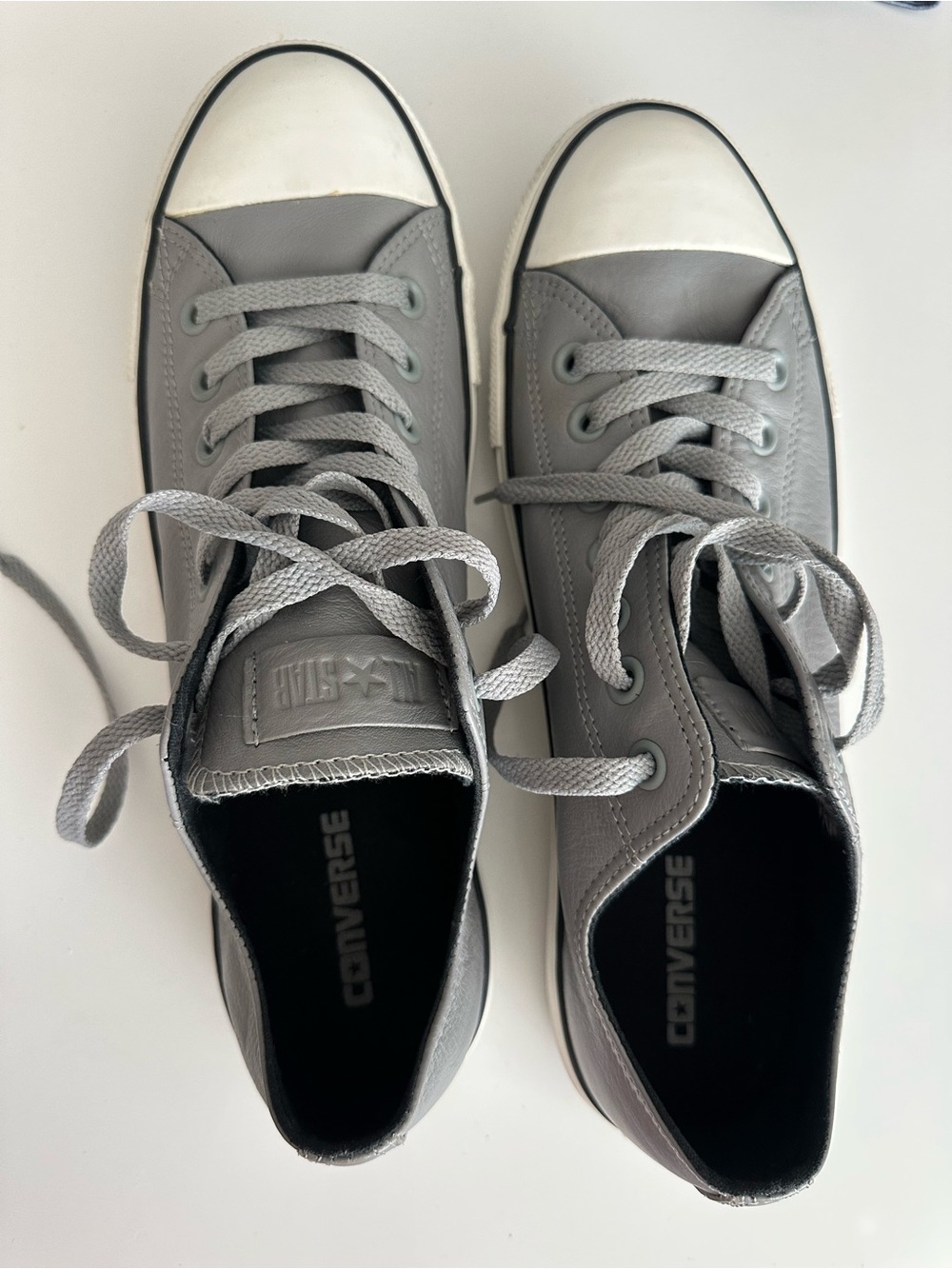 Converse Kids' Gray Low-Top Sneakers with White Toe Cap